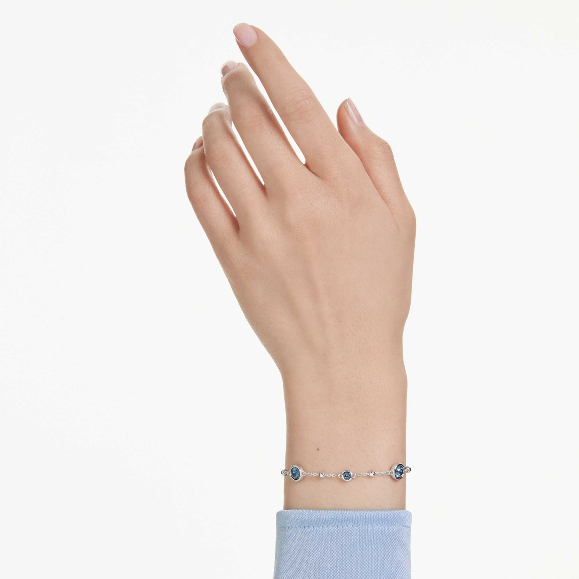 IMBER BRACELET ROUND CUT BLUE RHODIUM PLATED