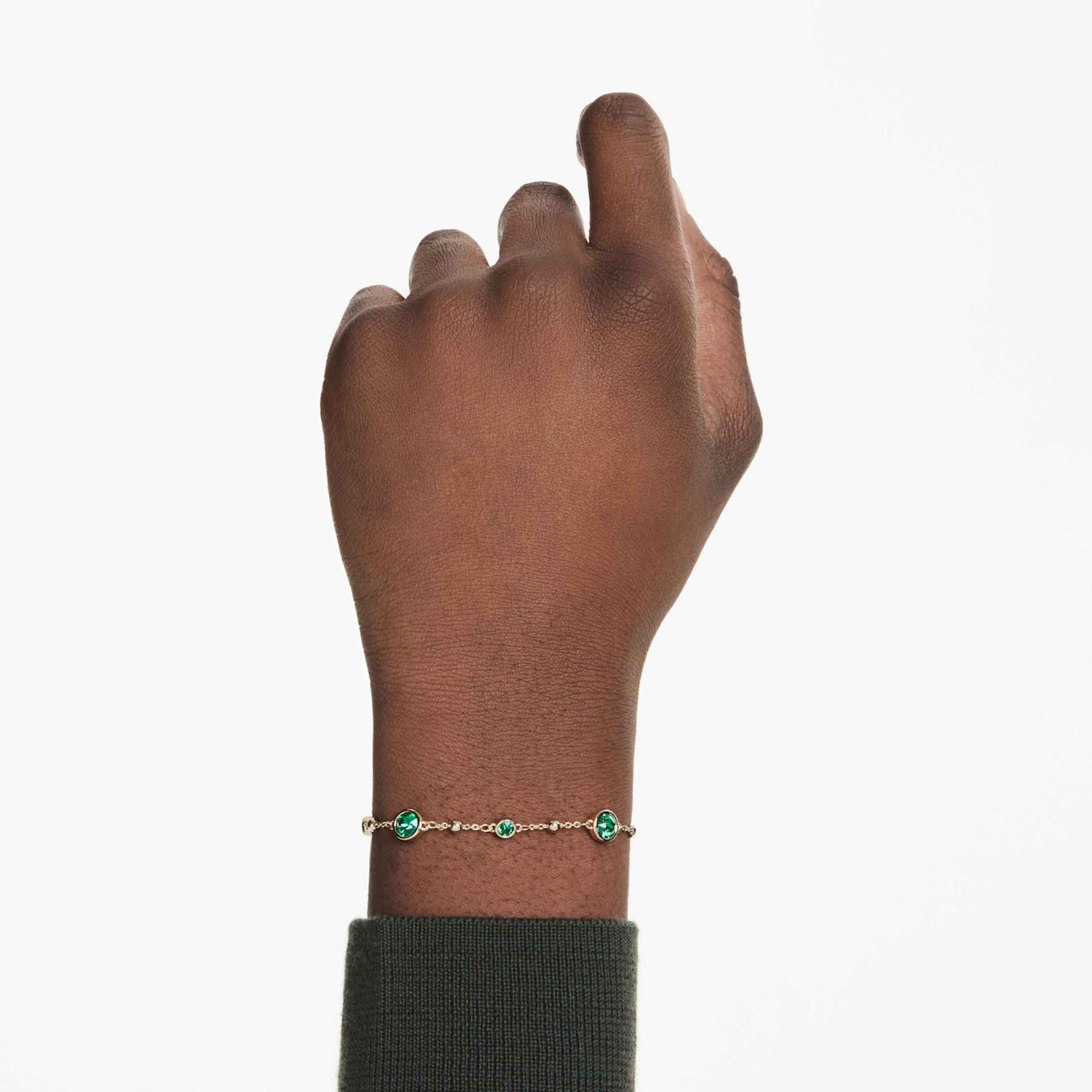 IMBER BRACELET ROUND CUT GREEN GOLD TONE PLATED
