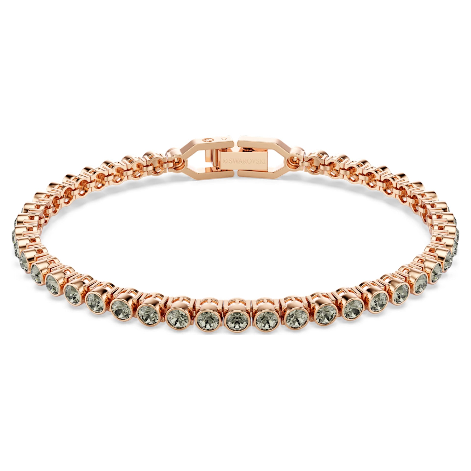 IMBER EMILY TENNIS BRACELET ROUND CUT BLACK ROSE GOLD TONE PLATED