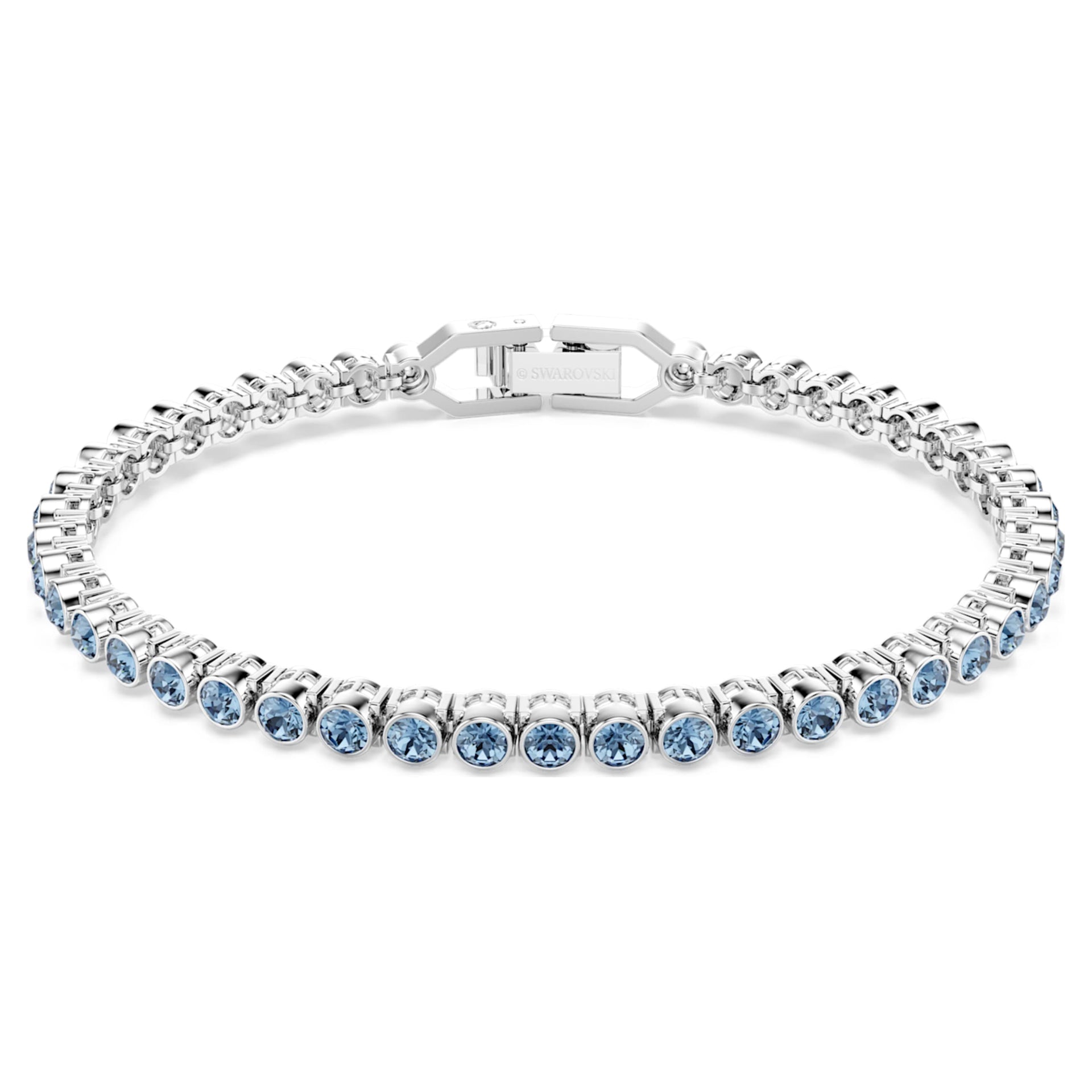 IMBER EMILY TENNIS BRACELET ROUND CUT BLUE RHODIUM PLATED