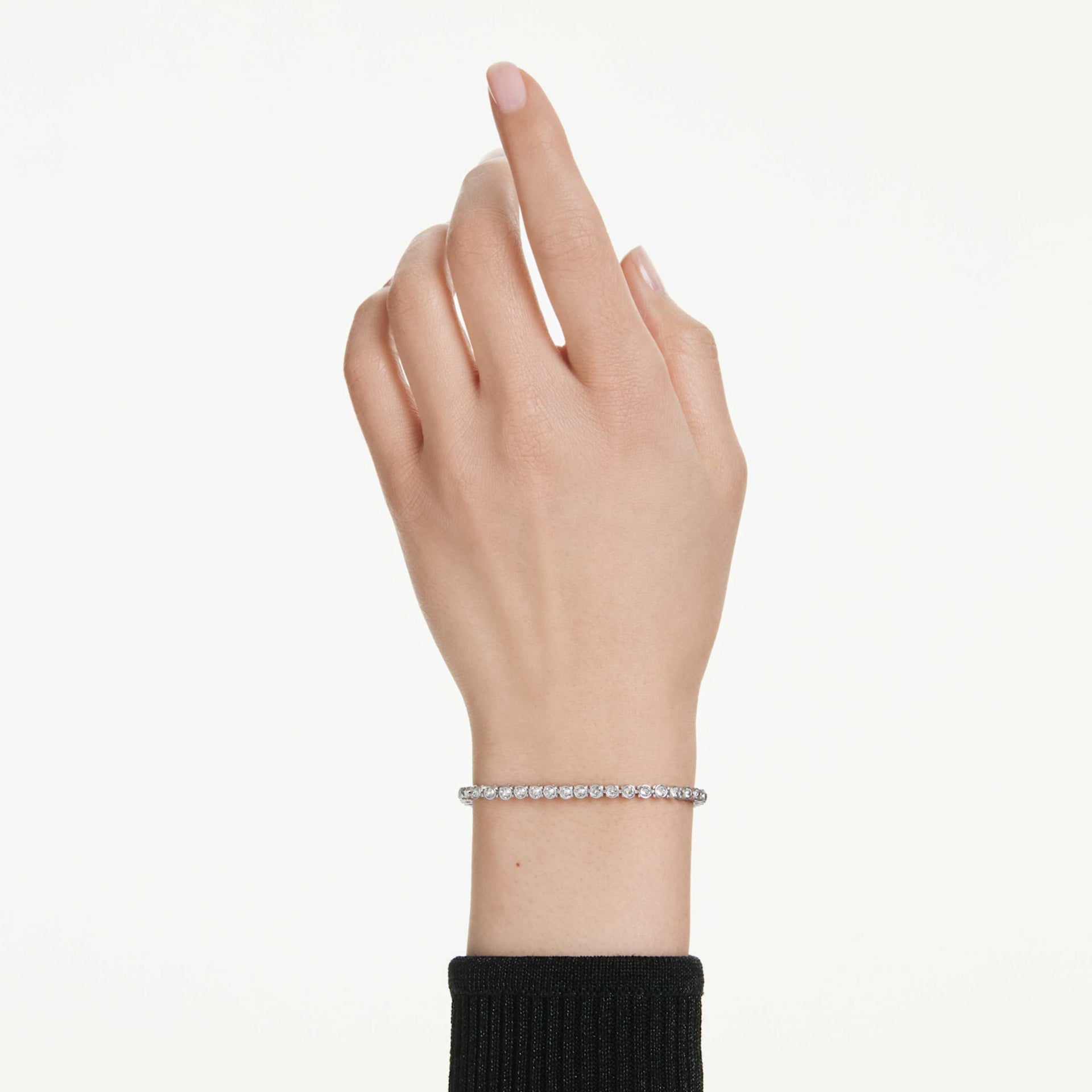 IMBER EMILY TENNIS BRACELET ROUND CUT GRAY RHODIUM PLATED