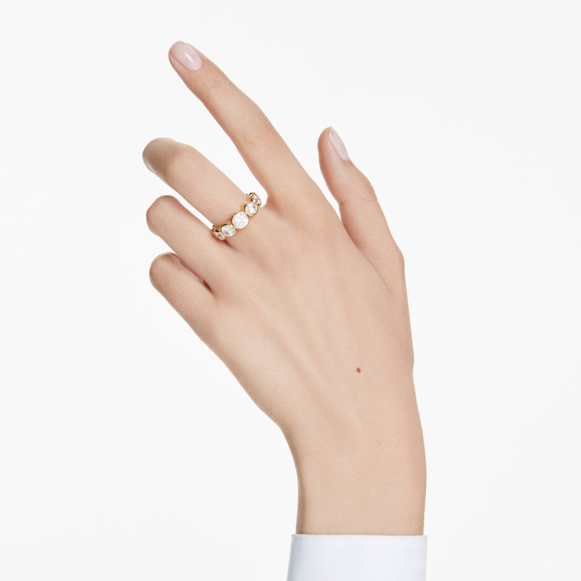 IMBER RING MIXED ROUND CUTS WHITE GOLD TONE PLATED