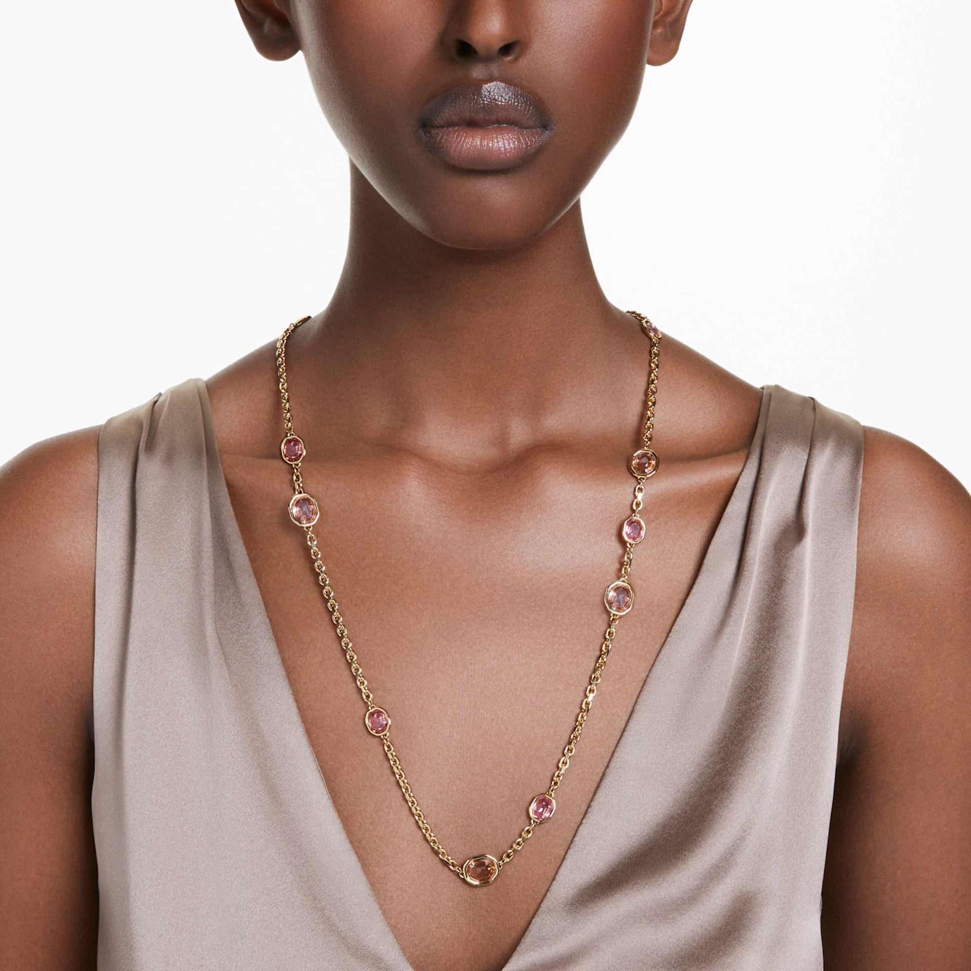 IMBER STRANDAGE OCTAGON CUT LONG PINK GOLD TONE PLATED