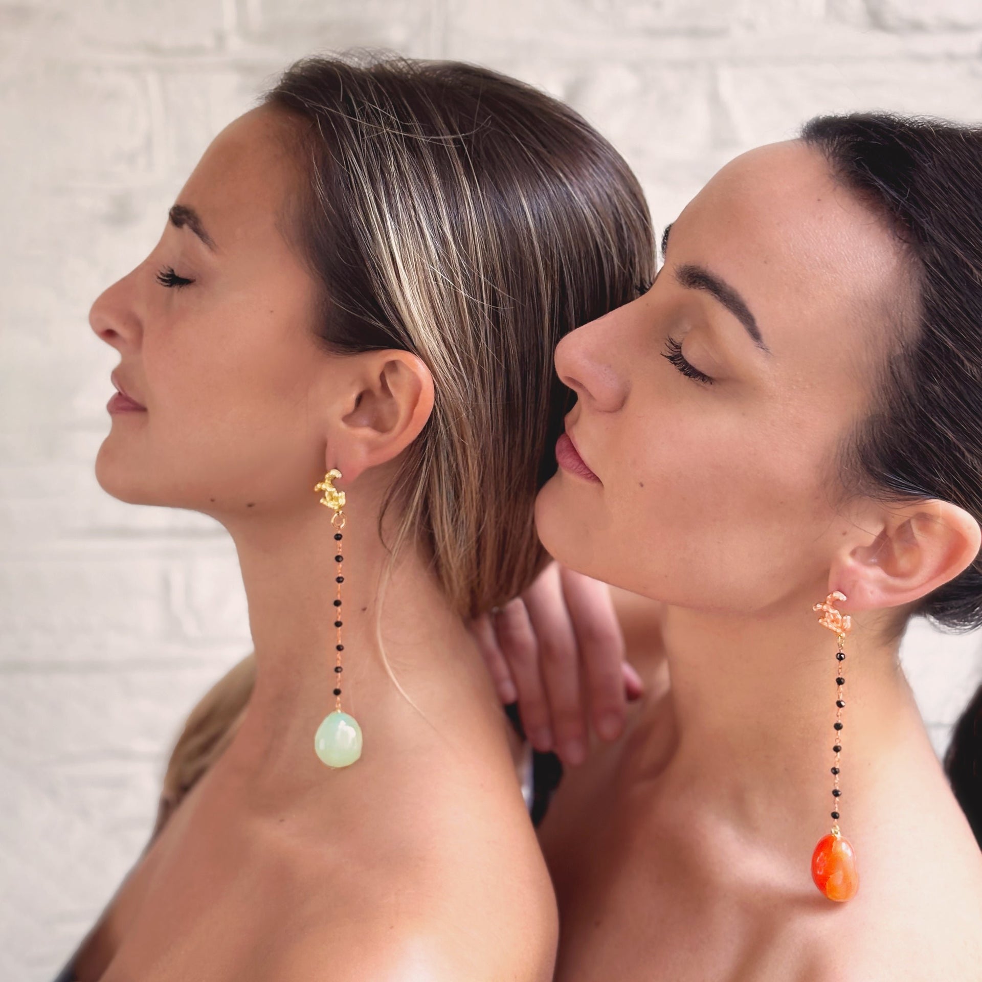 Imerovigli Earings - Raw Carnelian & Onyx