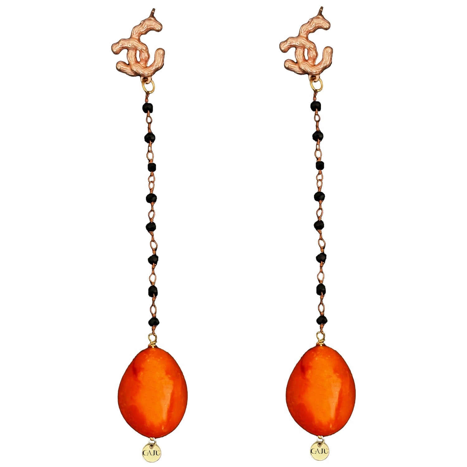Imerovigli Earings - Raw Carnelian & Onyx
