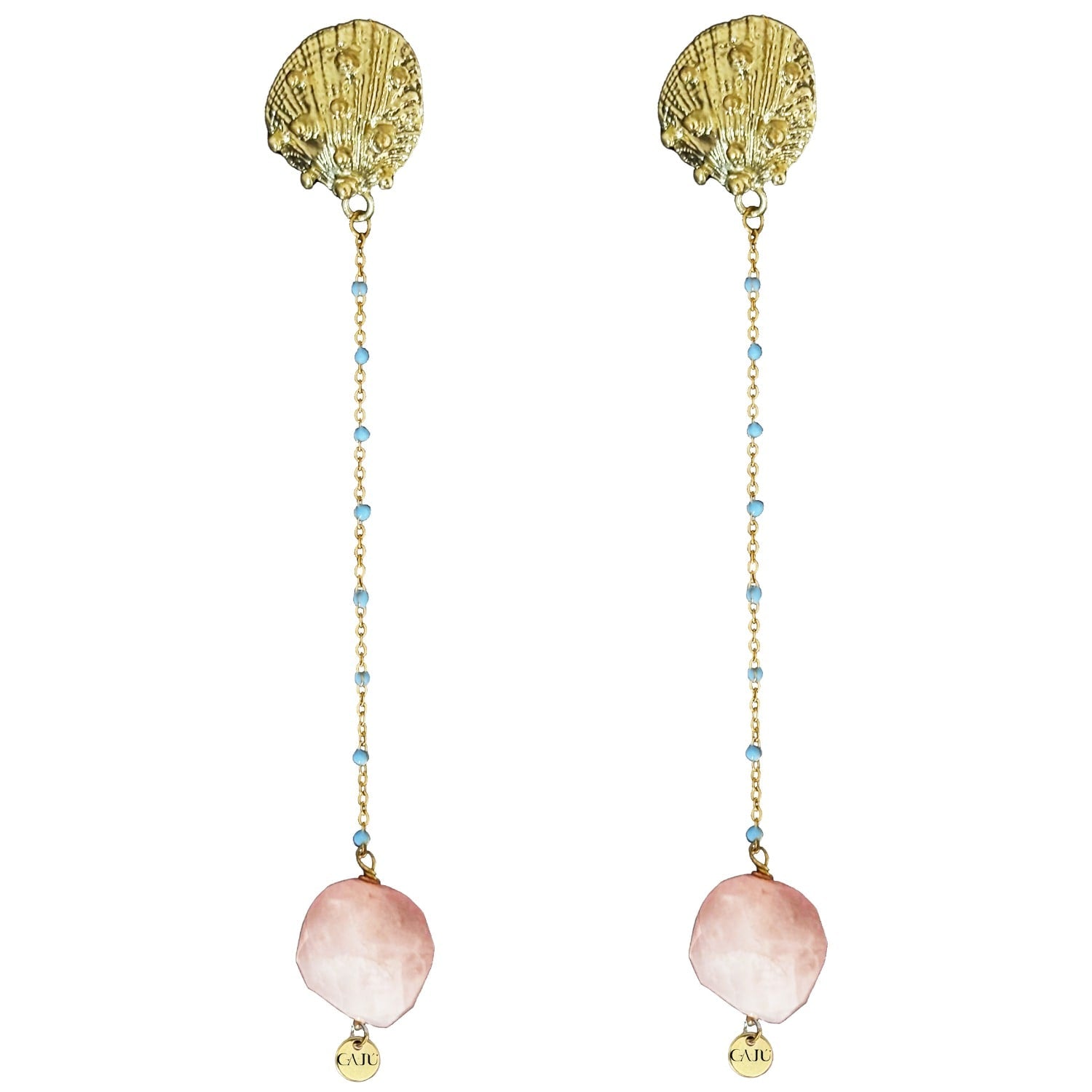 Imerovigli Earings - Raw Rose Quartz & Topaz