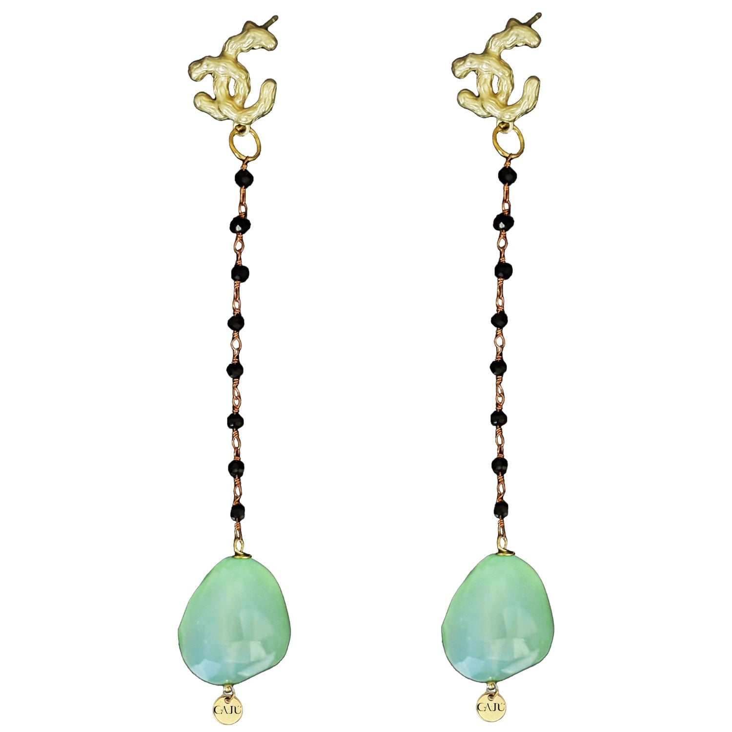 Imerovigli Earings - Raw Tourmaline & Onyx