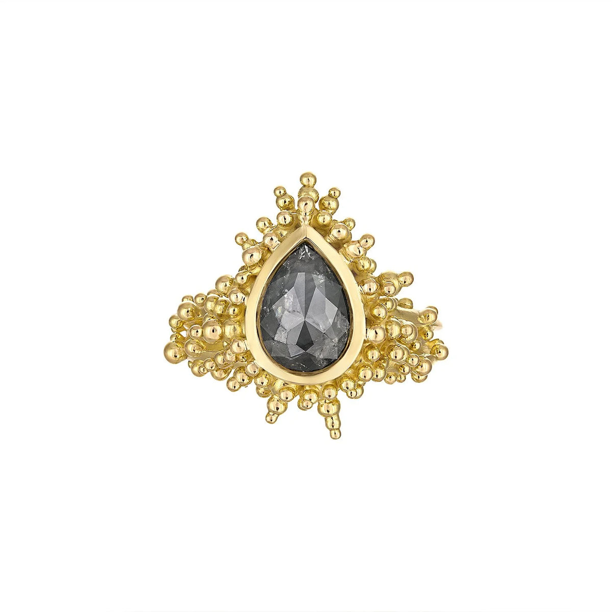 Luna OOAK Sculptural 18K Gold Ring with Rose Cut Diamond