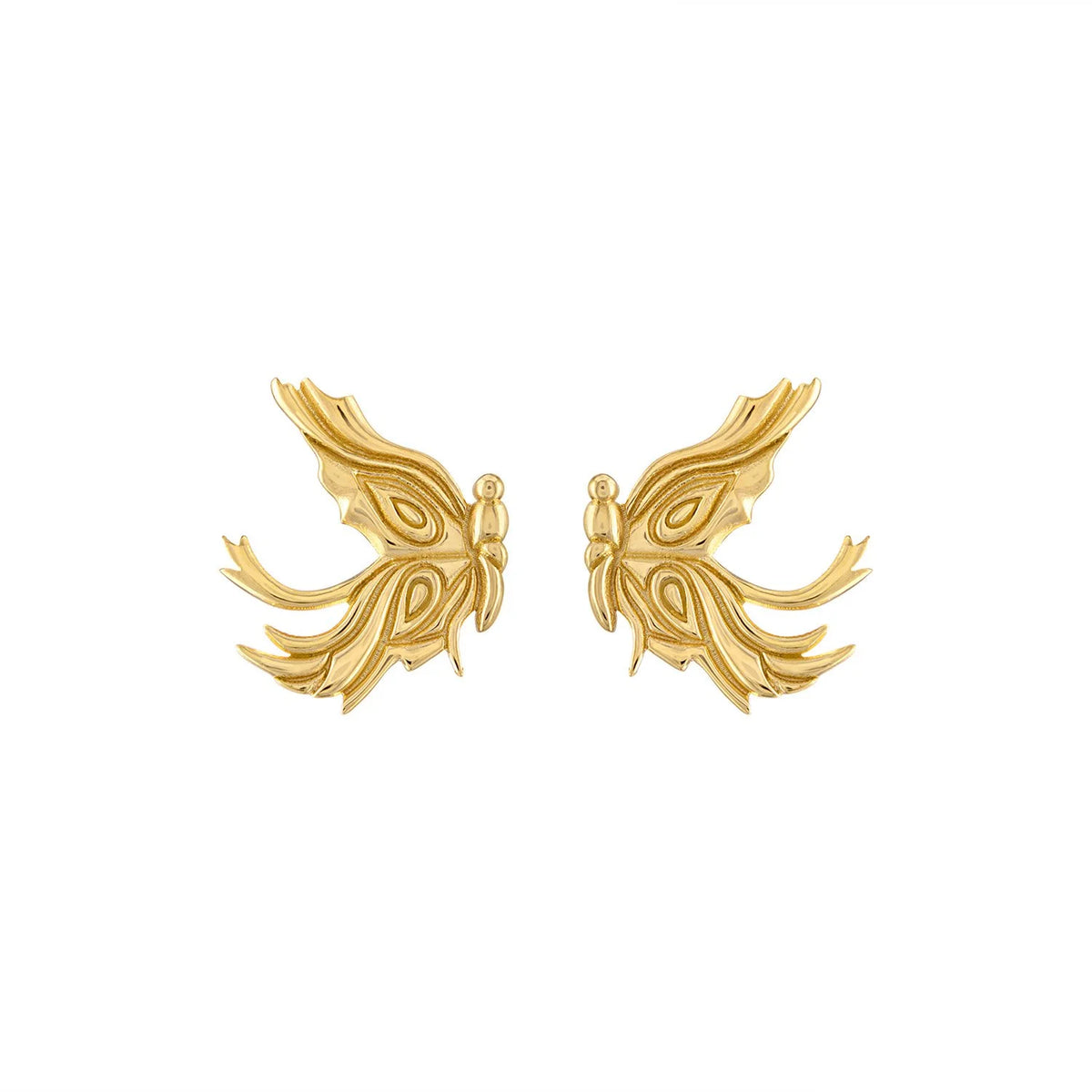 Butterfly Sculptural 18K Gold Stud Earrings