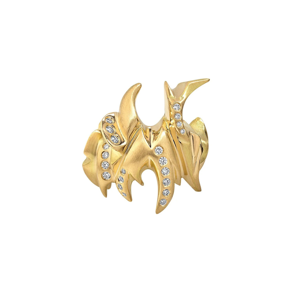 Phoenix Sculptural 18K Gold Ring with White Diamonds
