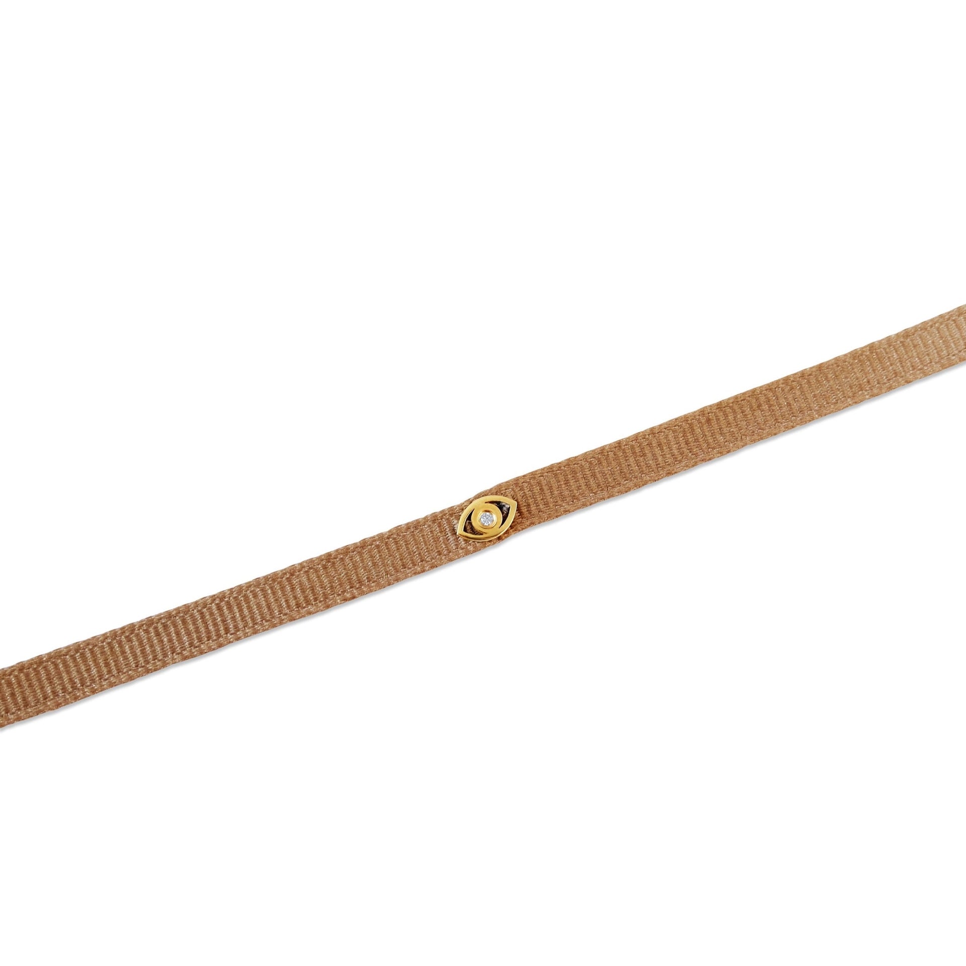 Gold Evil Eye Brown Cotton Bracelet