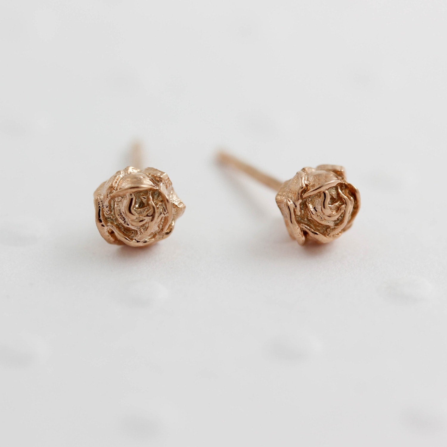 Tiny Rose Stud Earrings Rose Gold