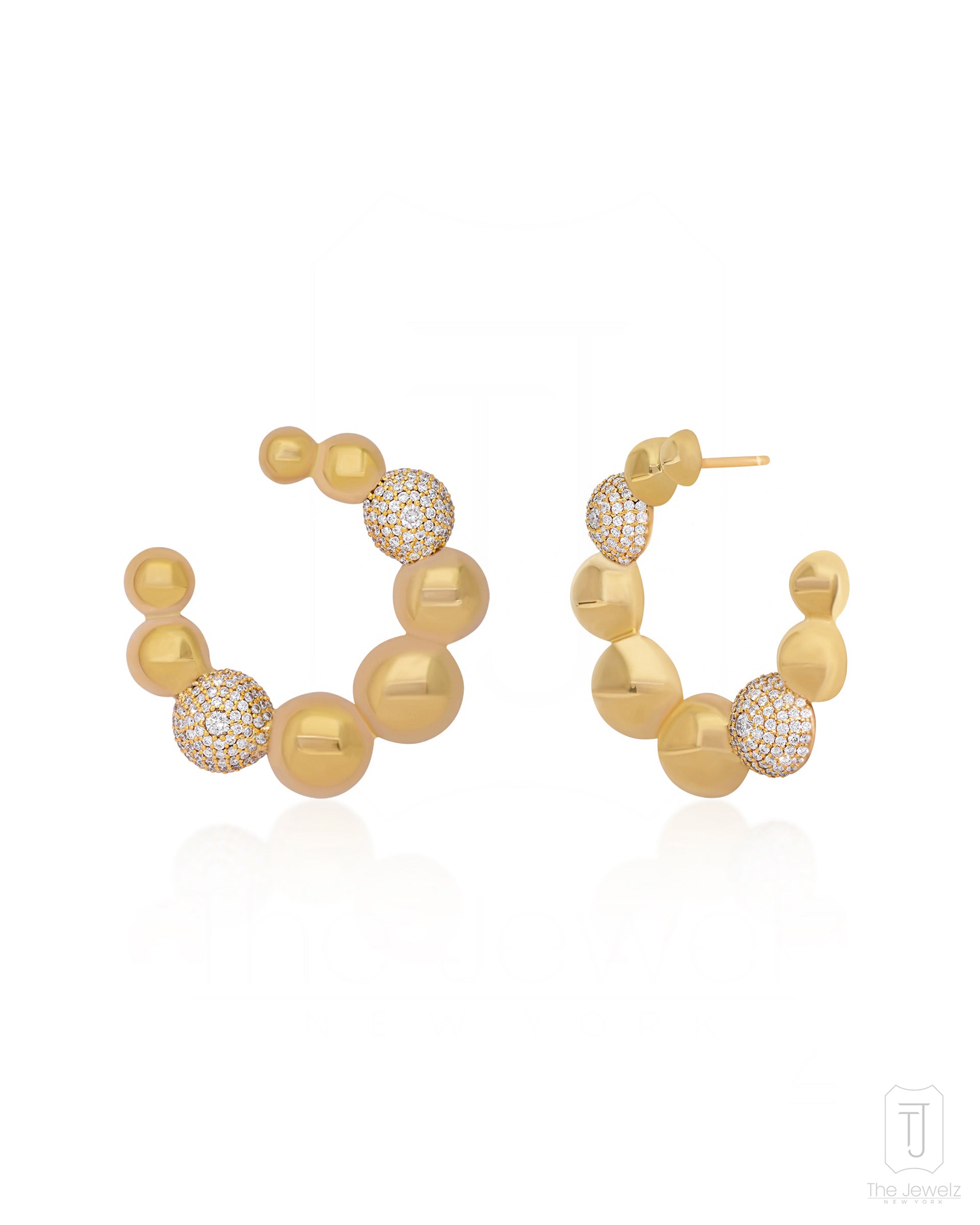 14K Gold Imperii Luxe Diamond Hoop Earrings For Gift