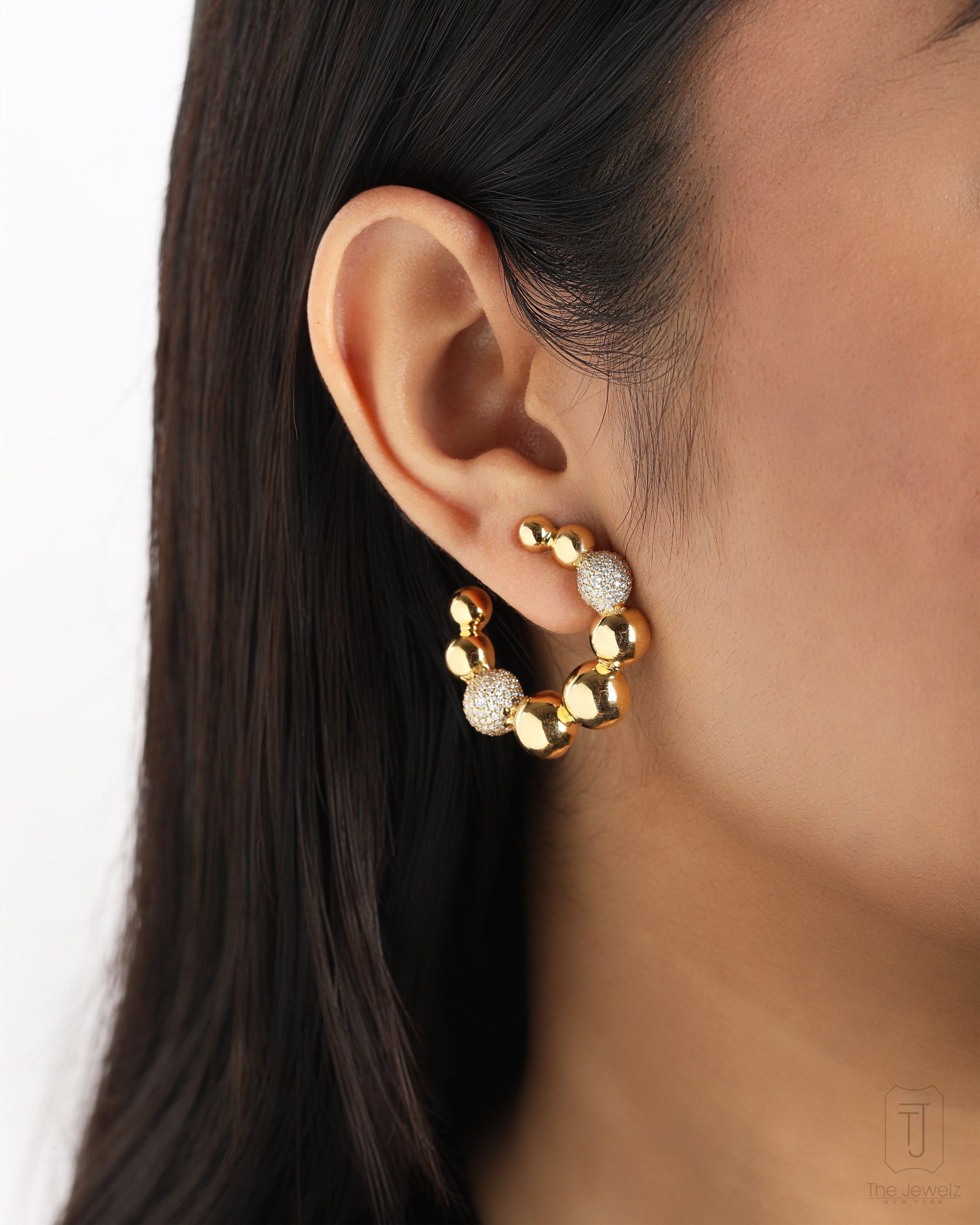 14K Gold Imperii Luxe Diamond Hoop Earrings For Gift