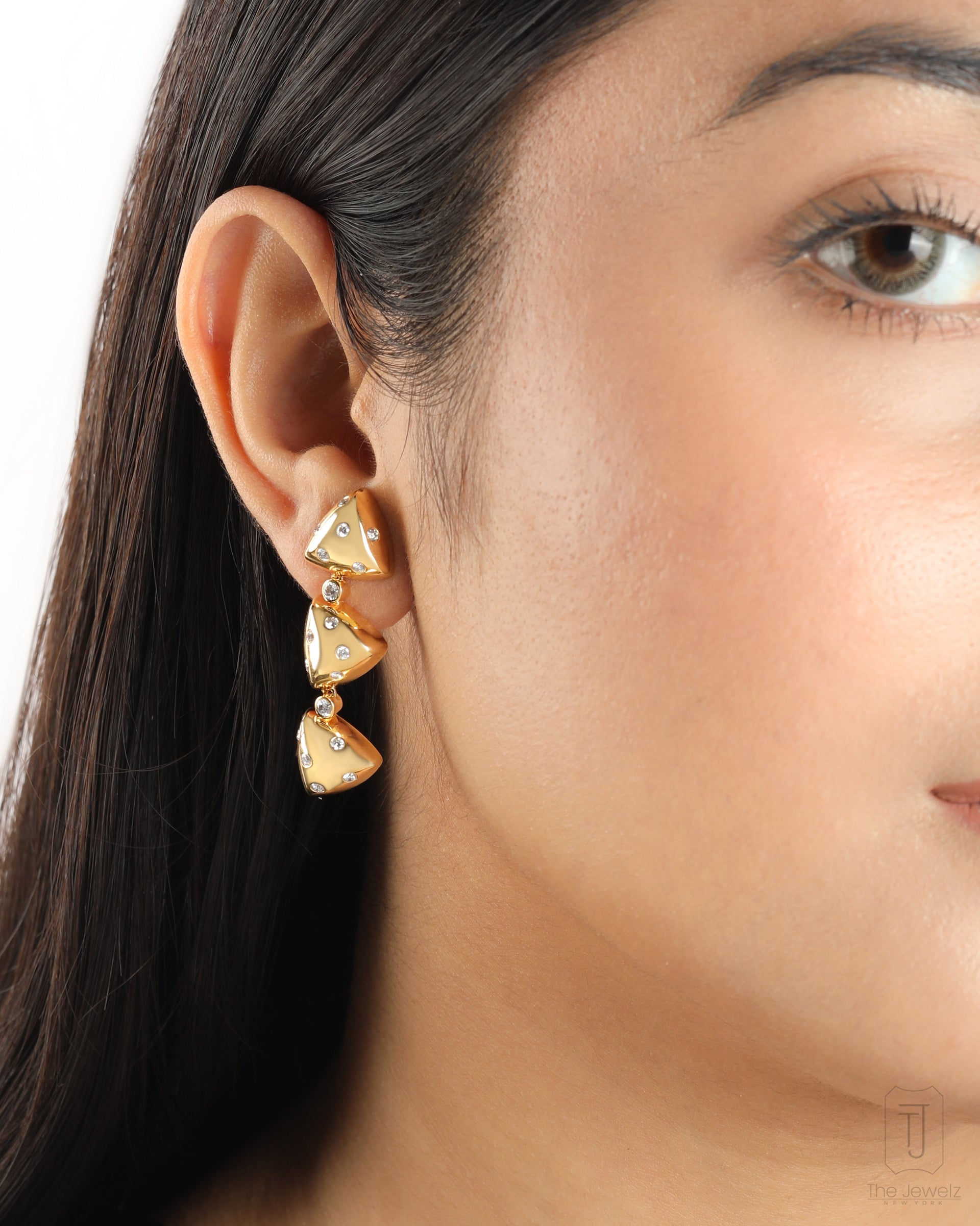 14K Gold Imperii Triad Danglers Earrings For Women Jewelry