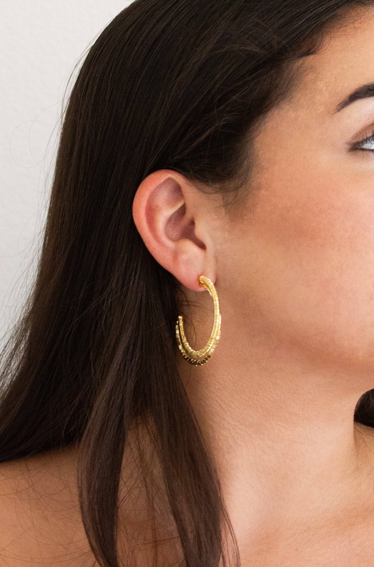 Inaz Beaded Hoop Earrings
