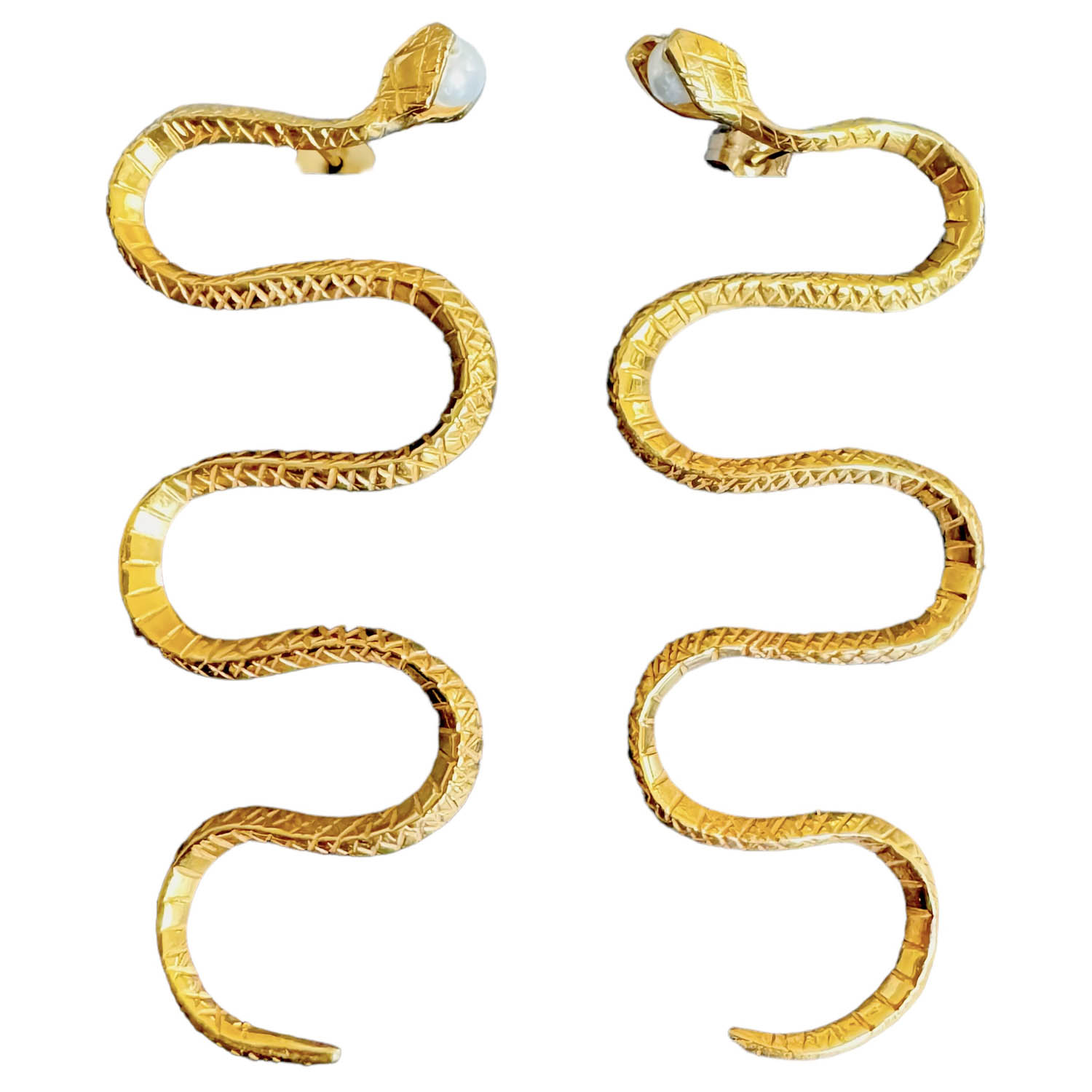 Inca Snake Earrings Gold