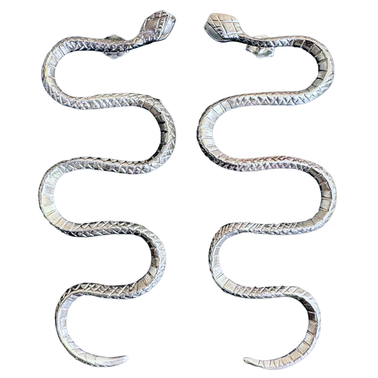 Inca Snake Earrings Sterling Silver