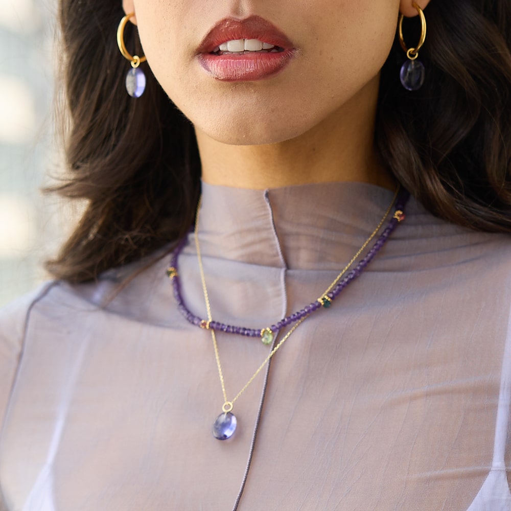 Ines Amethyst & Tourmaline Gemstone Necklace