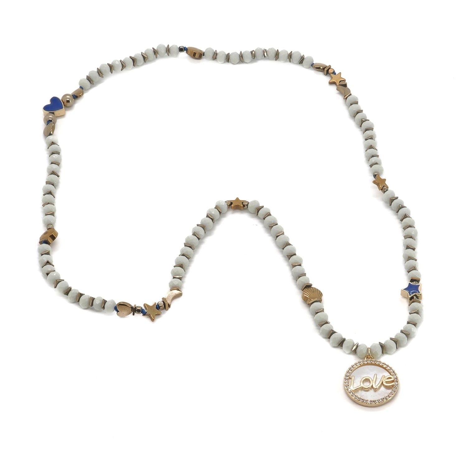 Infinite Light Of Love Beaded Symbol Necklace - White