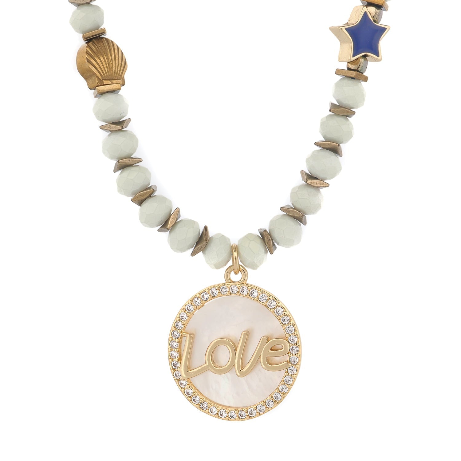Infinite Light Of Love Beaded Symbol Necklace - White