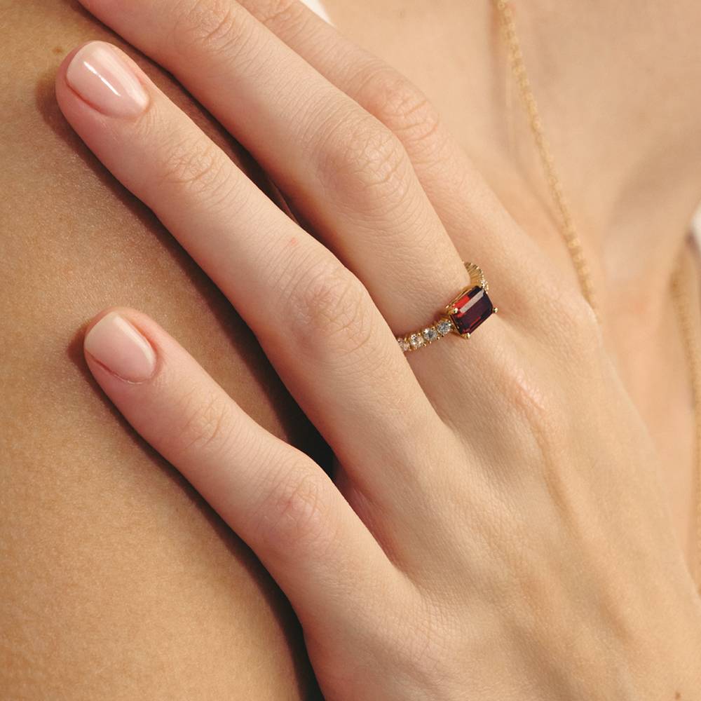 Infinite Radiance Ruby Emerald Cut Ring in Vermeil