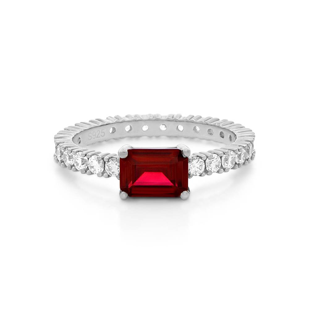 Infinite Radiance Ruby Emerald Cut Ring in Silver
