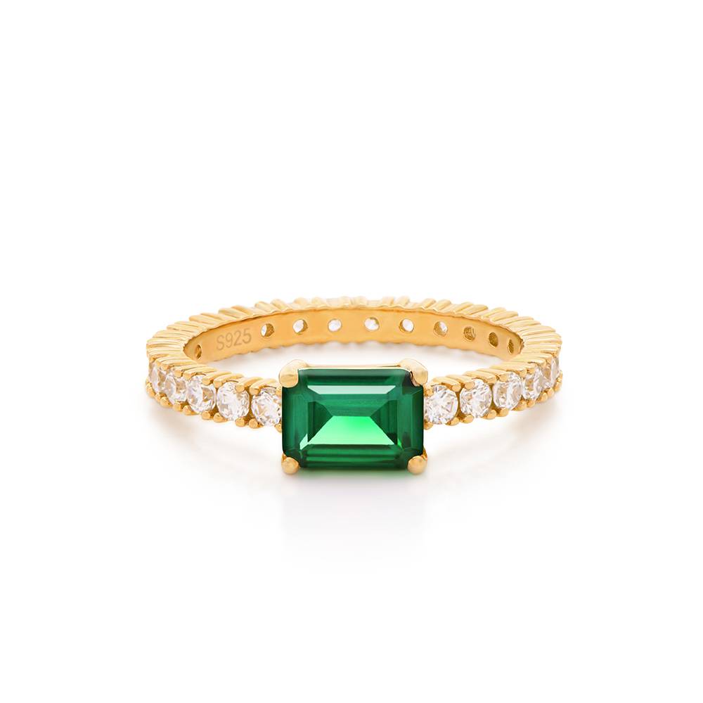 Infinite Radiance Green Emerald Cut Ring in Vermeil