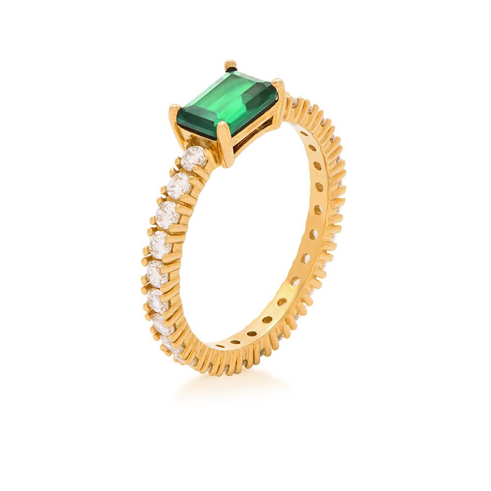 Infinite Radiance Green Emerald Cut Ring in Vermeil