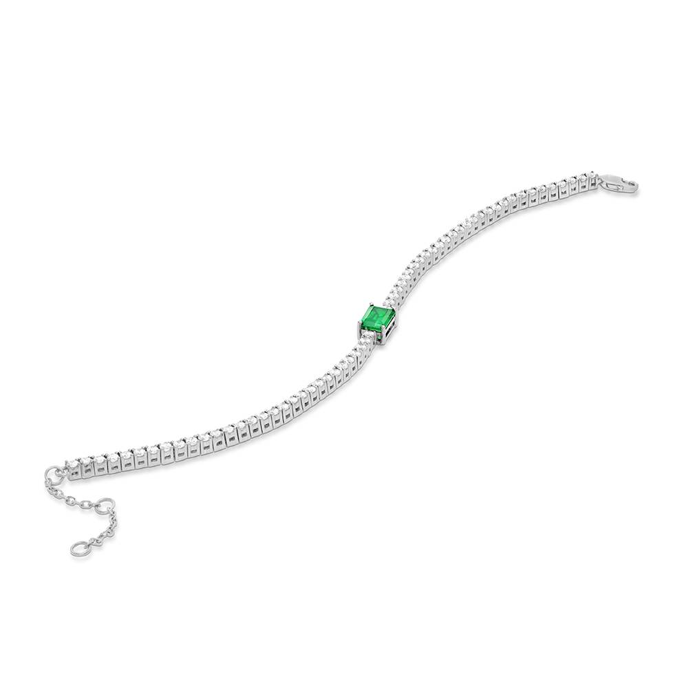 Infinite Radiance Green Emerald Cut Tennis Bracelet in Silver