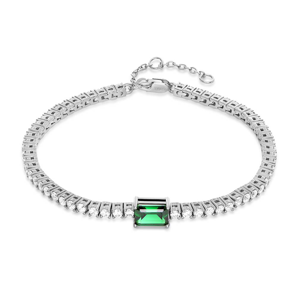 Infinite Radiance Green Emerald Cut Tennis Bracelet in Silver