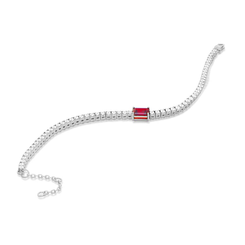 Infinite Radiance Ruby Emerald Cut Tennis Bracelet in Silver
