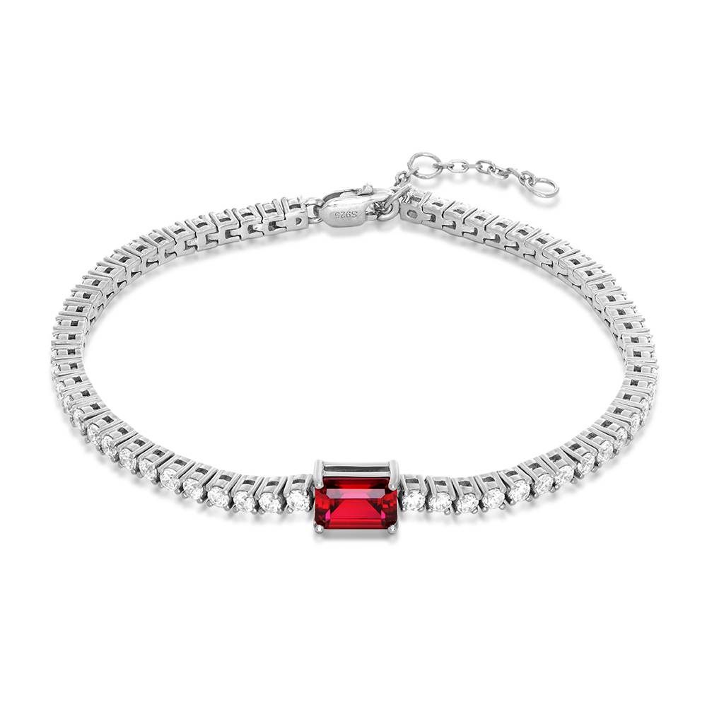 Infinite Radiance Ruby Emerald Cut Tennis Bracelet in Silver