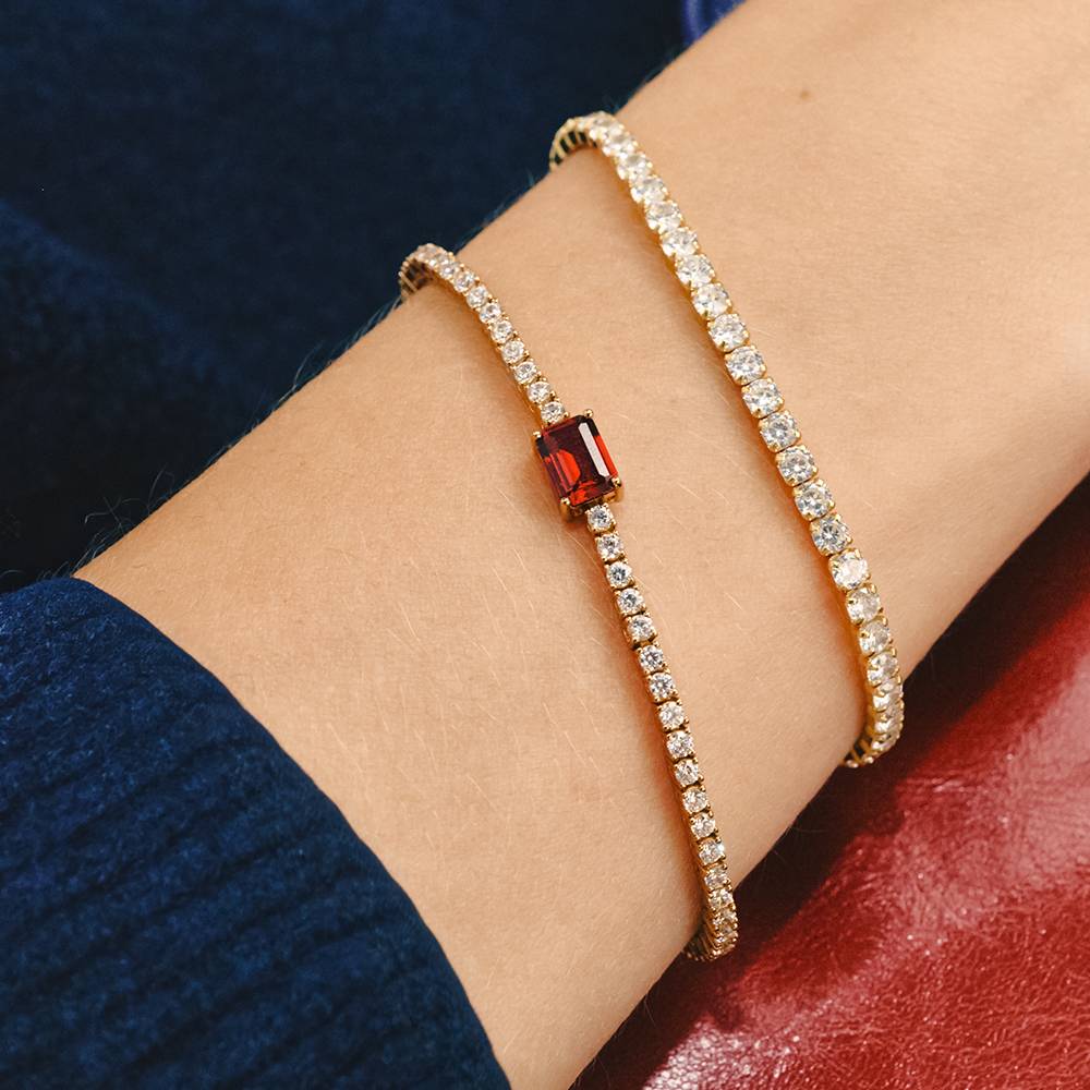 Infinite Radiance Ruby Emerald Cut Tennis Bracelet in Vermeil