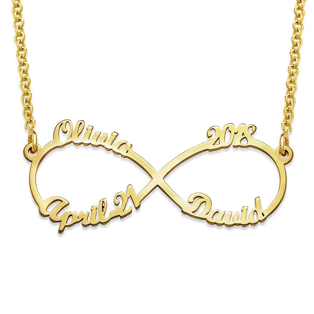 Infinity 4 Names Necklace in 10K Solid Yellow Gold