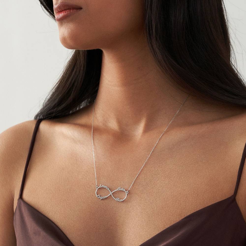 Infinity 4 Names Necklace in 10K White Gold