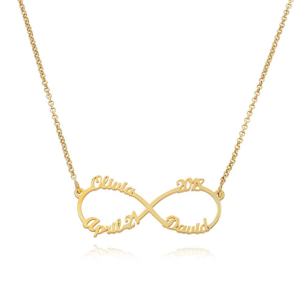Personalized Gifts for Mom - Infinity 4 Names Necklace with Gold Plating