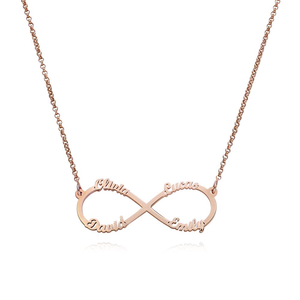 Gift for Mom - Infinity 4 Names Necklace with Rose Gold Plating