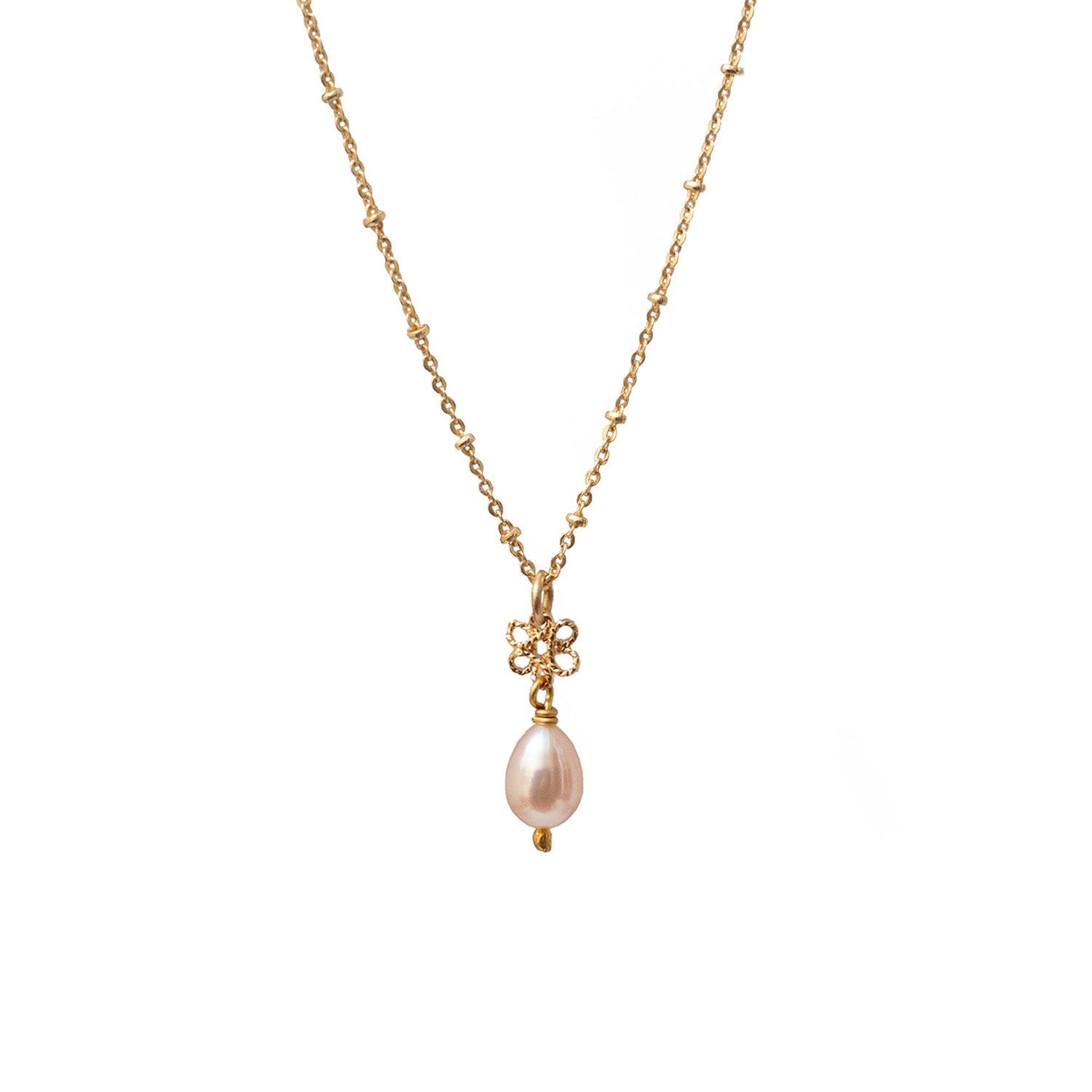 Infinity Freshwater Pearl Pendant On Short Satellite Chain