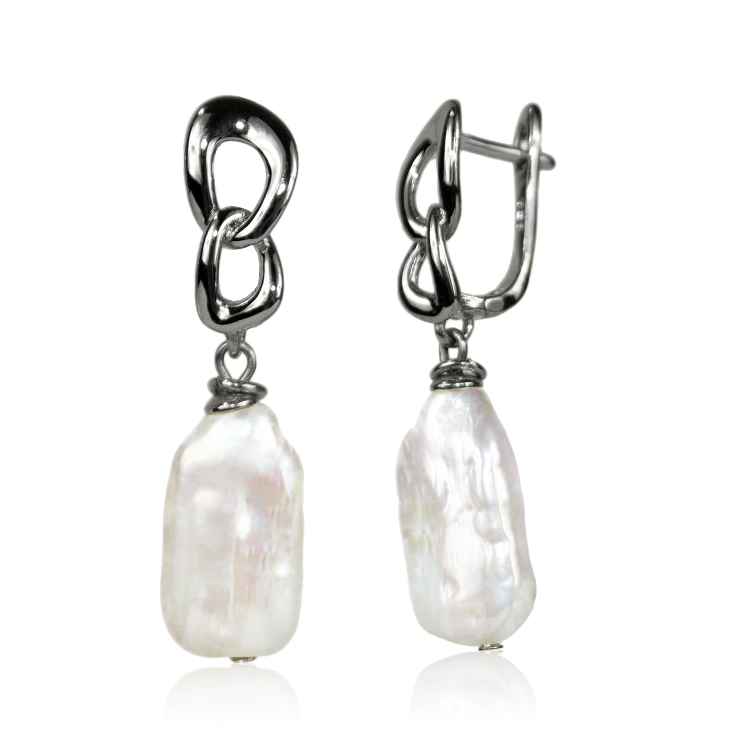 Infinity Loop White Pearl Earrings