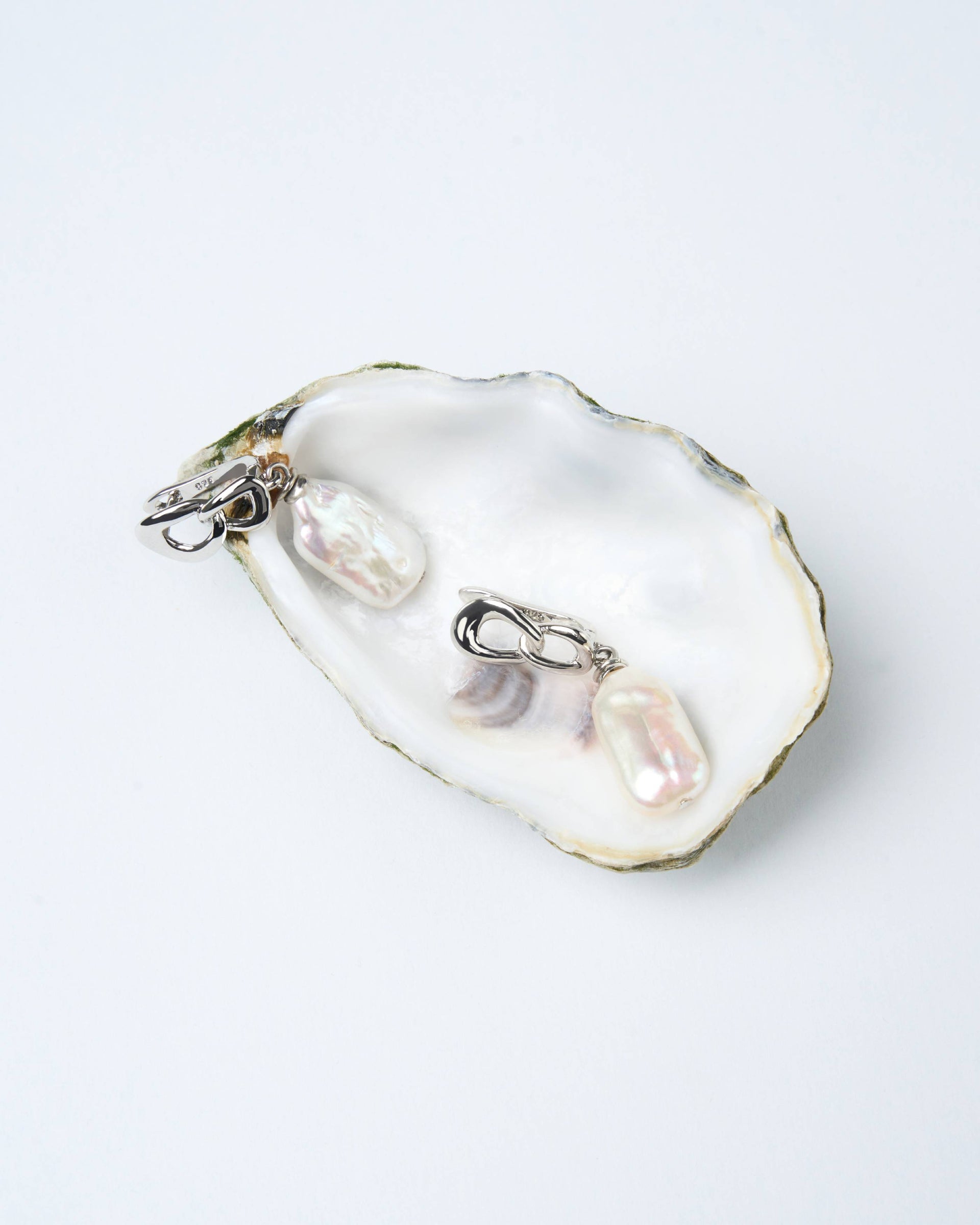 Infinity Loop White Pearl Earrings
