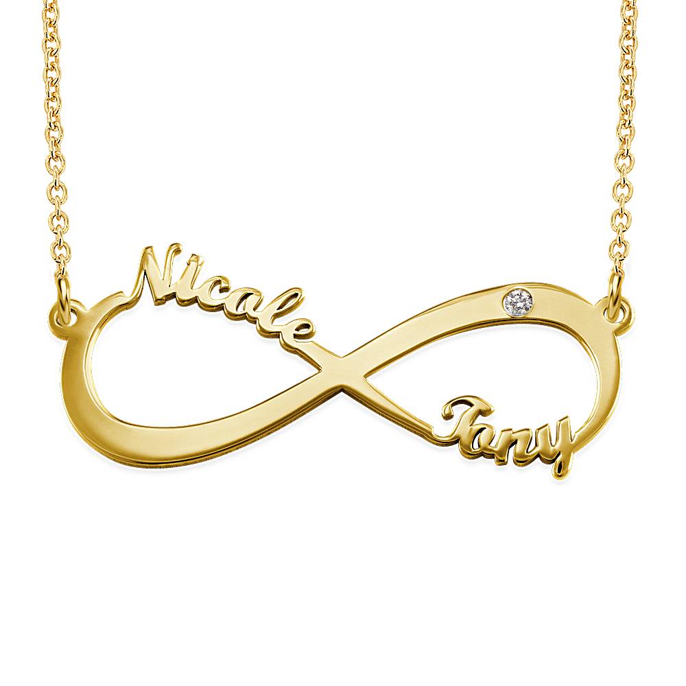 Perfect Mothers Gift - Infinity Name Vermeil Diamond Necklace - Name Necklace for Mom