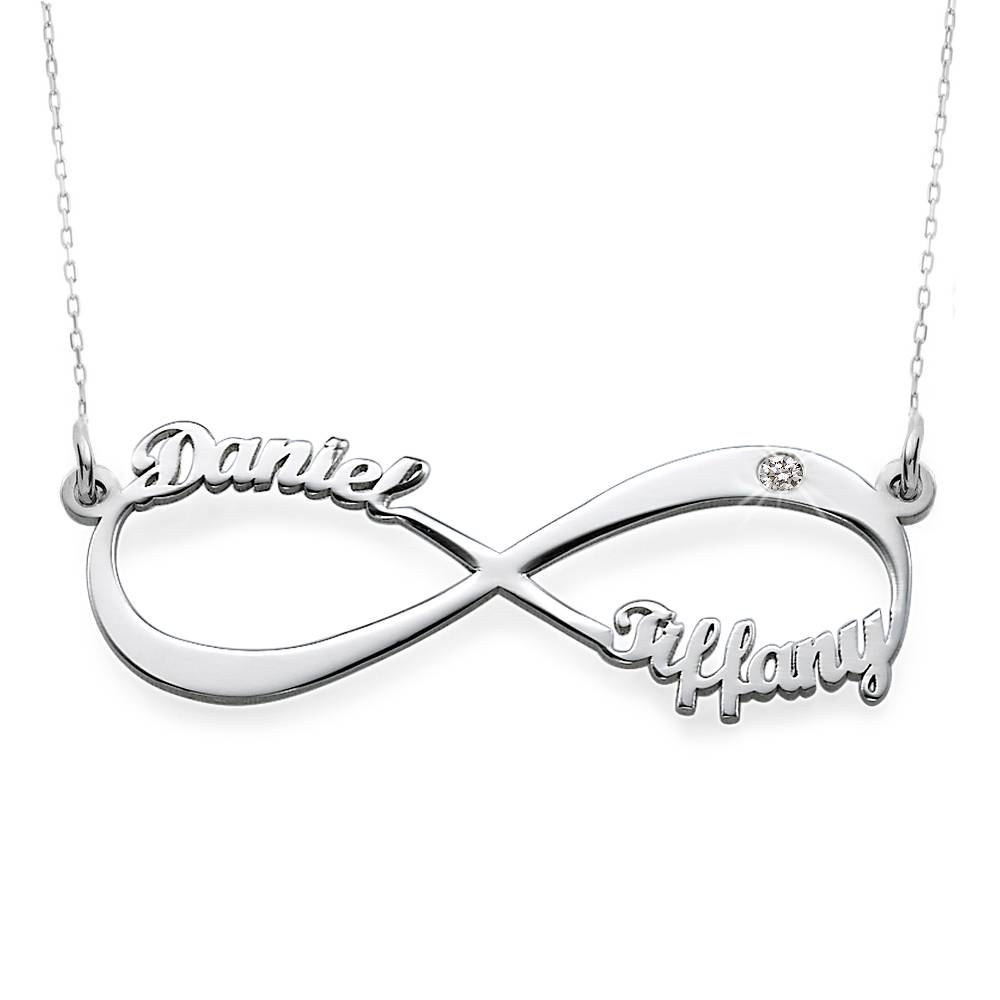 Infinity Name in 10K White Gold Necklace with Diamond