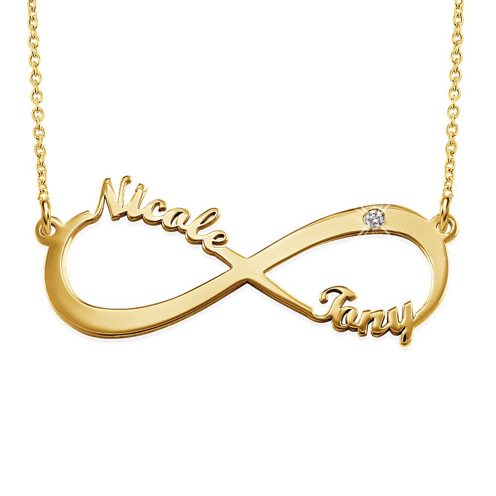 Infinity Name Necklace with Diamond in Gold Plating