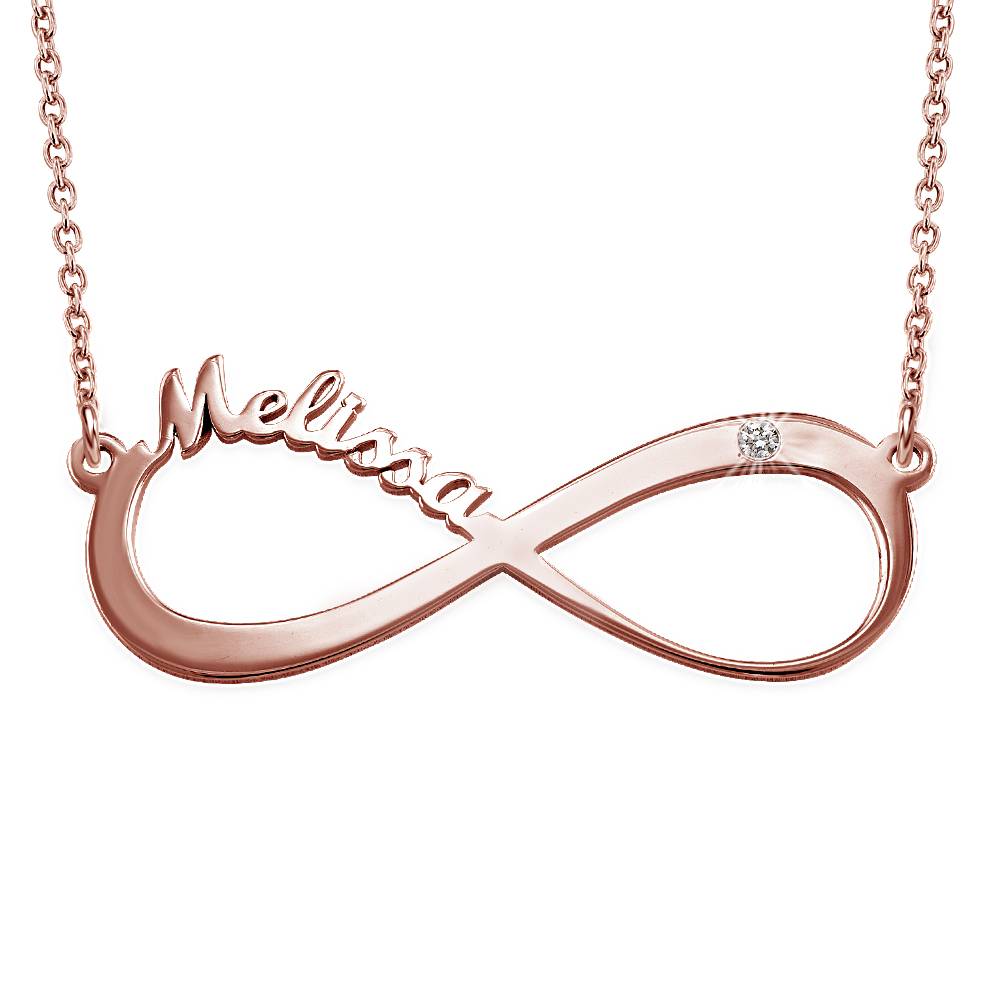 Push Present - Infinity Name Necklace Rose Gold Plated with Diamond