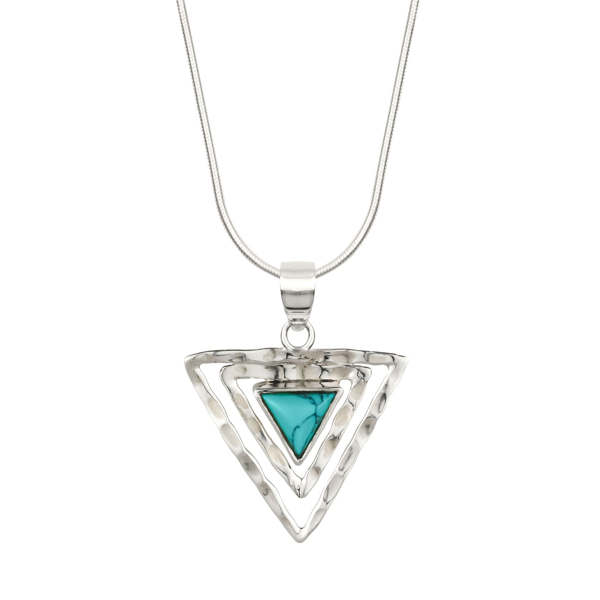 Infinity Trikona Silver Necklace - Turquoise