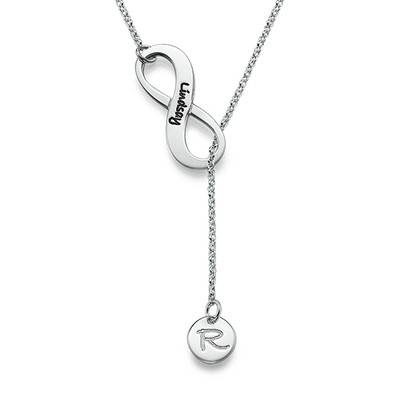 Infinity Y Shaped Birthstone Necklace with Initial