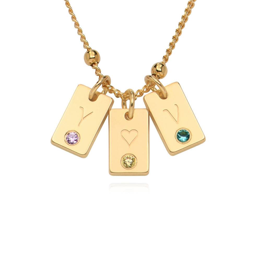 Initial Birthstone Tag Necklace in Vermeil