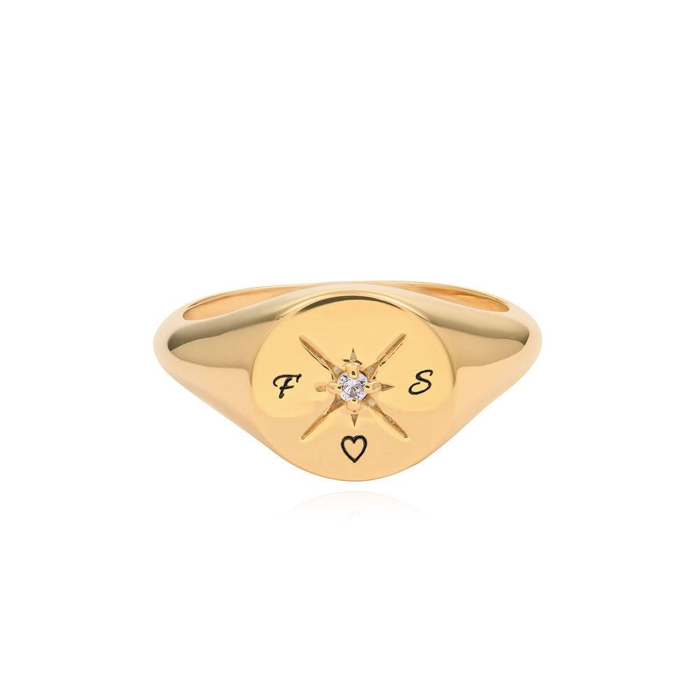 Kate Compass Ring with Cubic Zirconia in 18K Gold Plating