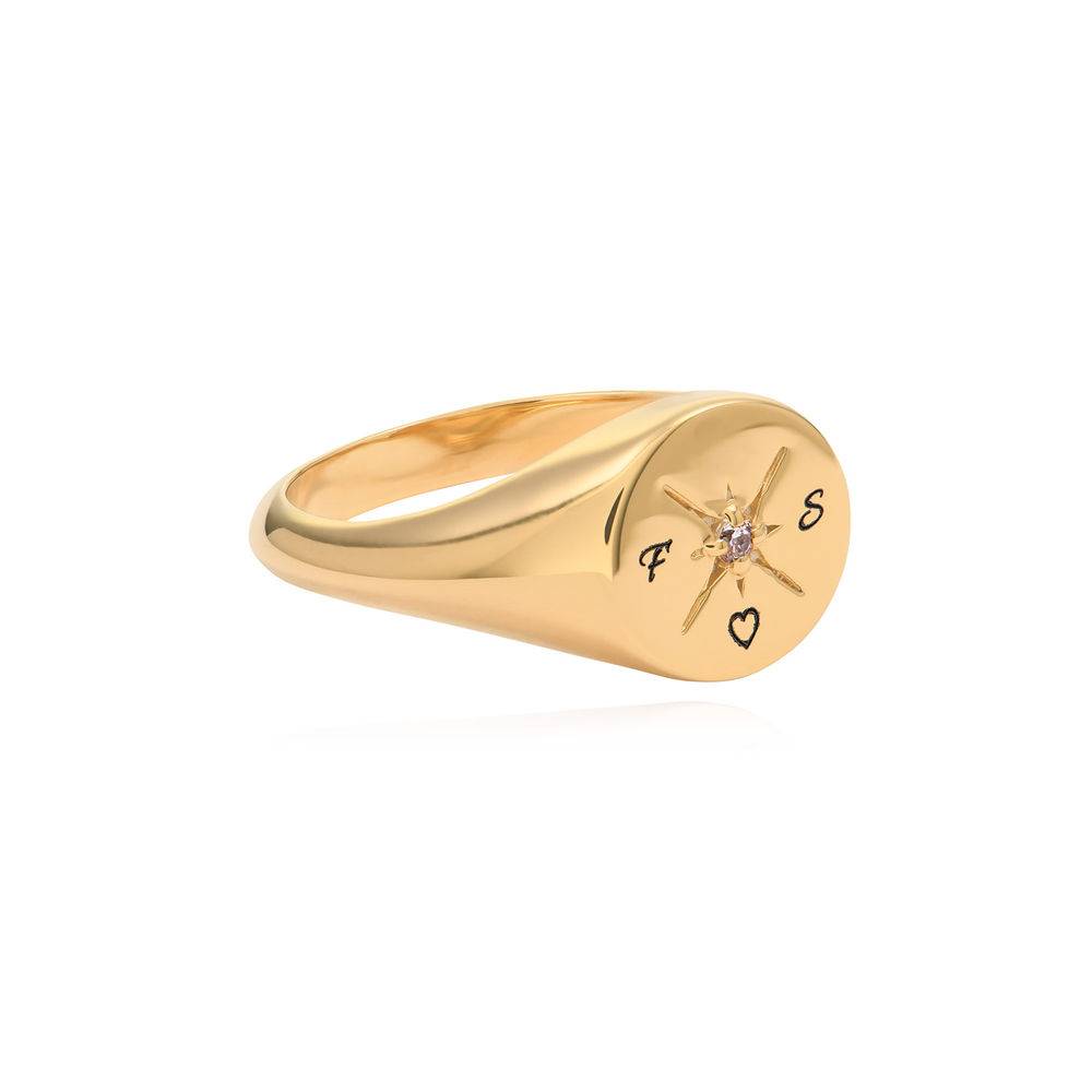 Kate Compass Ring with Cubic Zirconia in 18K Gold Plating
